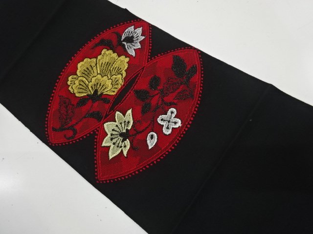 JAPANESE KIMONO / ANTIQUE NAGOYA OBI / WOVEN CHINESE FLOWER